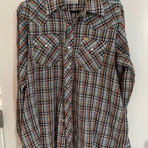 Classic Western Style Plaid Long-Sleeve Button-Down Shirt - Multicolor